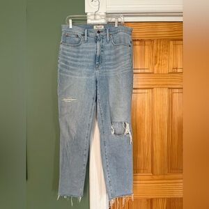 Madewell Mom Jeans Light Blue Distressed